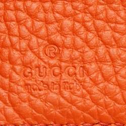 Pre Owned Gucci Orange Jumbo GG Leather Coin Bifold Wallet