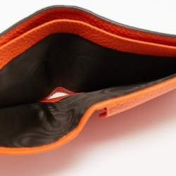 Pre Owned Gucci Orange Jumbo GG Leather Coin Bifold Wallet