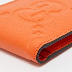 Pre Owned Gucci Orange Jumbo GG Leather Coin Bifold Wallet