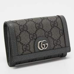 Gucci Grey GG Supreme Canvas and Leather Ophidia Business Card Holder