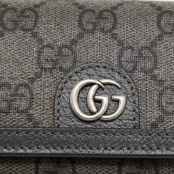 Gucci Grey GG Supreme Canvas and Leather Ophidia Business Card Holder