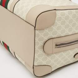 Gucci Beige/Off White GG Supreme Canvas Medium Web Savoy Duffle Bag