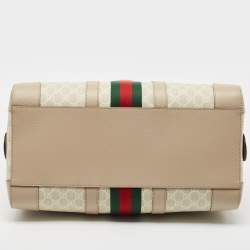 Gucci Beige/Off White GG Supreme Canvas Medium Web Savoy Duffle Bag