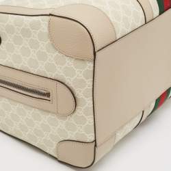 Gucci Beige/Off White GG Supreme Canvas Medium Web Savoy Duffle Bag
