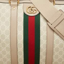 Gucci Beige/Off White GG Supreme Canvas Medium Web Savoy Duffle Bag