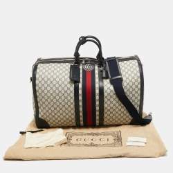 Gucci Blue/Beige GG Supreme Canvas Maxi Savoy Duffle Bag