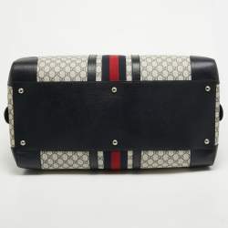 Gucci Blue/Beige GG Supreme Canvas Maxi Savoy Duffle Bag