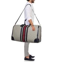 Gucci Blue/Beige GG Supreme Canvas Maxi Savoy Duffle Bag