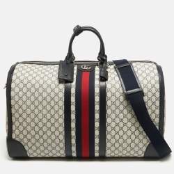 Gucci Blue/Beige GG Supreme Canvas Maxi Savoy Duffle Bag