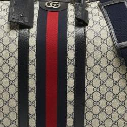 Gucci Blue/Beige GG Supreme Canvas Maxi Savoy Duffle Bag