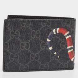 Pre Owned Gucci Black GG Supreme Canvas Kingsnake Print Bifold Wallet
