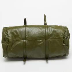 Pre Owned Gucci Green Leather Large Tonal Double G Duffle Bag