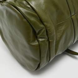 Pre Owned Gucci Green Leather Large Tonal Double G Duffle Bag
