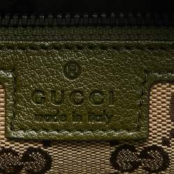Pre Owned Gucci Green Leather Large Tonal Double G Duffle Bag