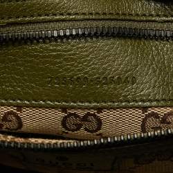 Pre Owned Gucci Green Leather Large Tonal Double G Duffle Bag