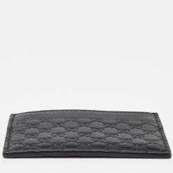 مملوكة مسبقًا Gucci Black Microguccissima Leather Card Holder