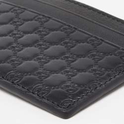 مملوكة مسبقًا Gucci Black Microguccissima Leather Card Holder