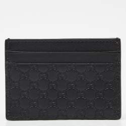 مملوكة مسبقًا Gucci Black Microguccissima Leather Card Holder