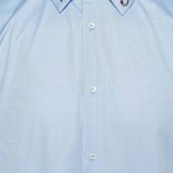 Gucci Blue Embroidered Cotton Buttoned Up Shirt XXL
