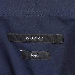 Gucci Caspian Blue Poplin Cotton Button Front Fitted Shirt L