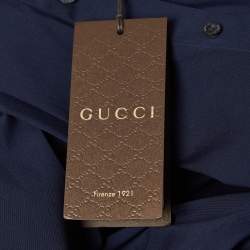 Gucci Caspian Blue Poplin Cotton Button Front Fitted Shirt L