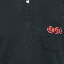 Gucci Black/Yellow Cotton Piquet Polo T-Shirt L