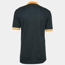 Gucci Black/Yellow Cotton Piquet Polo T-Shirt L