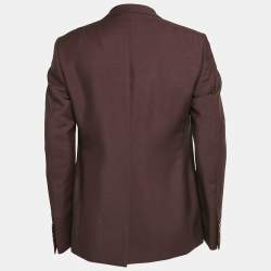 Pre Owned Gucci Burgundy Mohair Single Breasted Blazer L