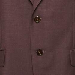 Pre Owned Gucci Burgundy Mohair Single Breasted Blazer L