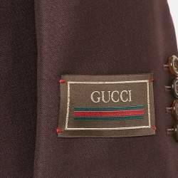 Pre Owned Gucci Burgundy Mohair Single Breasted Blazer L
