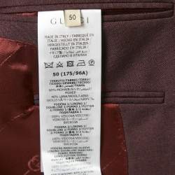 Pre Owned Gucci Burgundy Mohair Single Breasted Blazer L