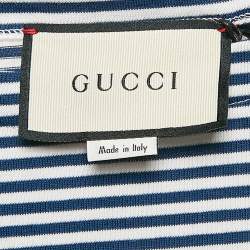 Gucci Blue/White Orgasmique Striped Cotton Basque T-Shirt S
