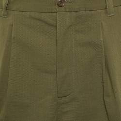 Pre Owned Gucci Green Cotton GG Canvas Panelled Cargo Shorts L