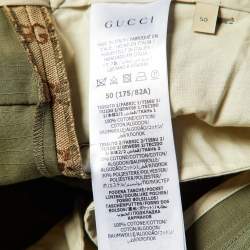 Pre Owned Gucci Green Cotton GG Canvas Panelled Cargo Shorts L