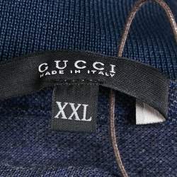 Pre Owned Gucci Blue Cotton Pique Slim Polo T-Shirt XXL