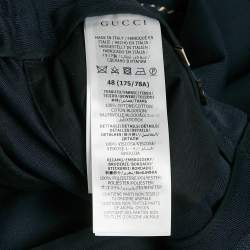 Gucci Navy Blue Cotton Drill Embroidered Detail Trousers M