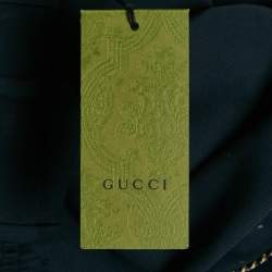 Gucci Navy Blue Cotton Drill Embroidered Detail Trousers M