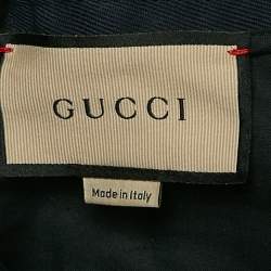 Gucci Navy Blue Cotton Drill Embroidered Detail Trousers M
