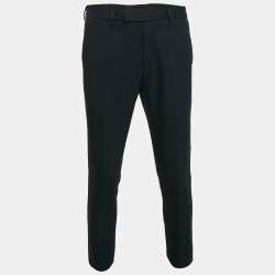 Gucci Navy Blue Cotton Drill Embroidered Detail Trousers M