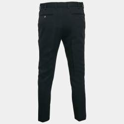 Gucci Navy Blue Cotton Drill Embroidered Detail Trousers M
