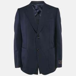 Gucci Navy Blue Cotton Single Breasted Caspian Tailored Blazer XXL