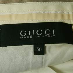 Gucci Beige Textured Cotton Regular Fit Trousers L