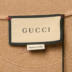 Gucci Camel Brown Cashmere Knit Button Front Cardigan M