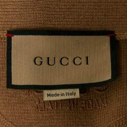 Gucci Camel Brown Cashmere Knit Button Front Cardigan M