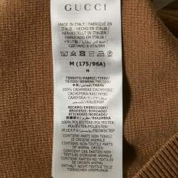 Gucci Camel Brown Cashmere Knit Button Front Cardigan M