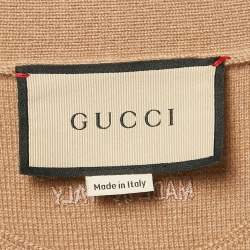 Gucci Camel Brown Cashmere Knit Button Front Cardigan M