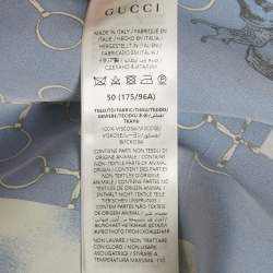 Pre Owned Gucci Blue Patchwork Silk Short Sleeve Shirt L
