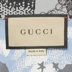 Pre Owned Gucci Blue Patchwork Silk Short Sleeve Shirt L