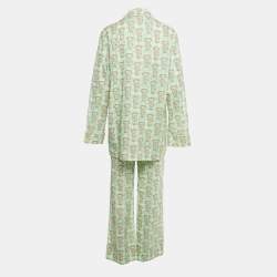 Pre Owned Gucci Ha Ha Ha Green Teddy Print Cotton  Pajama Set L