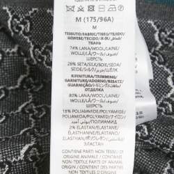 Pre Owned Gucci Grey /Black GG Intarsia Wool Blend Cardigan M